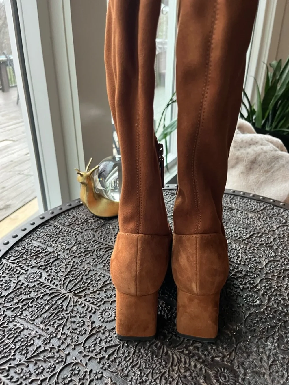 COLE HAAN GEORGETTE OVER THE KNEE BOOTS IN TOBACCO SUEDE 5 - Picture 10 of 11